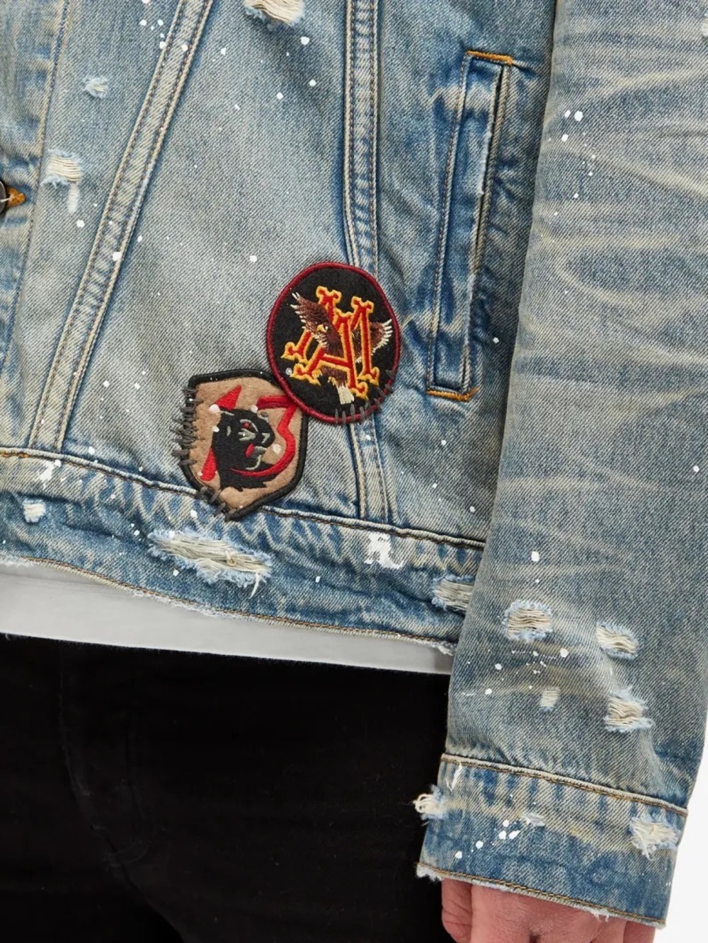 NEW Amiri Trucker Denim Jacket SMAL Pegasus Antique Indigo Blue